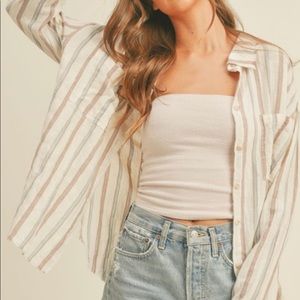 MULTI STRIPE BUTTONDOWN SHIRTS/ BEIGE